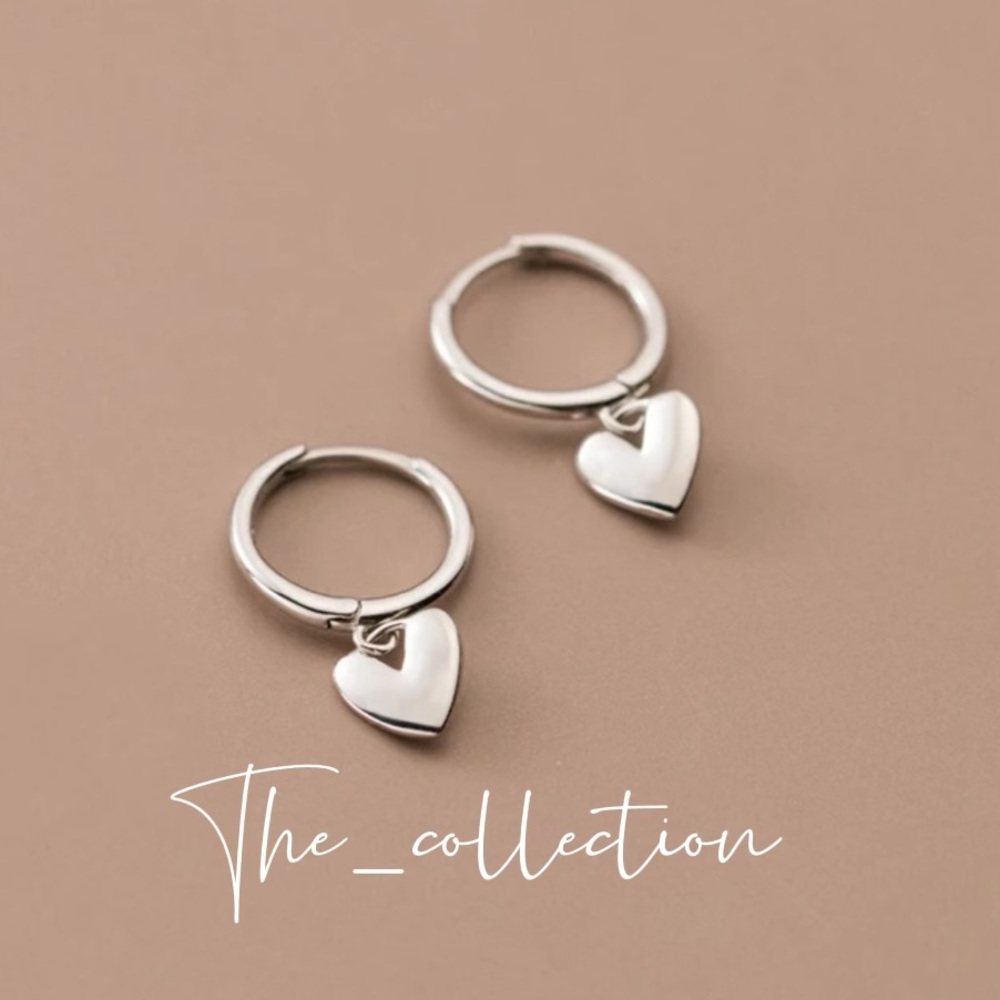 STERLING SILVER HEART EARRINGS - Picture 3 of 4
